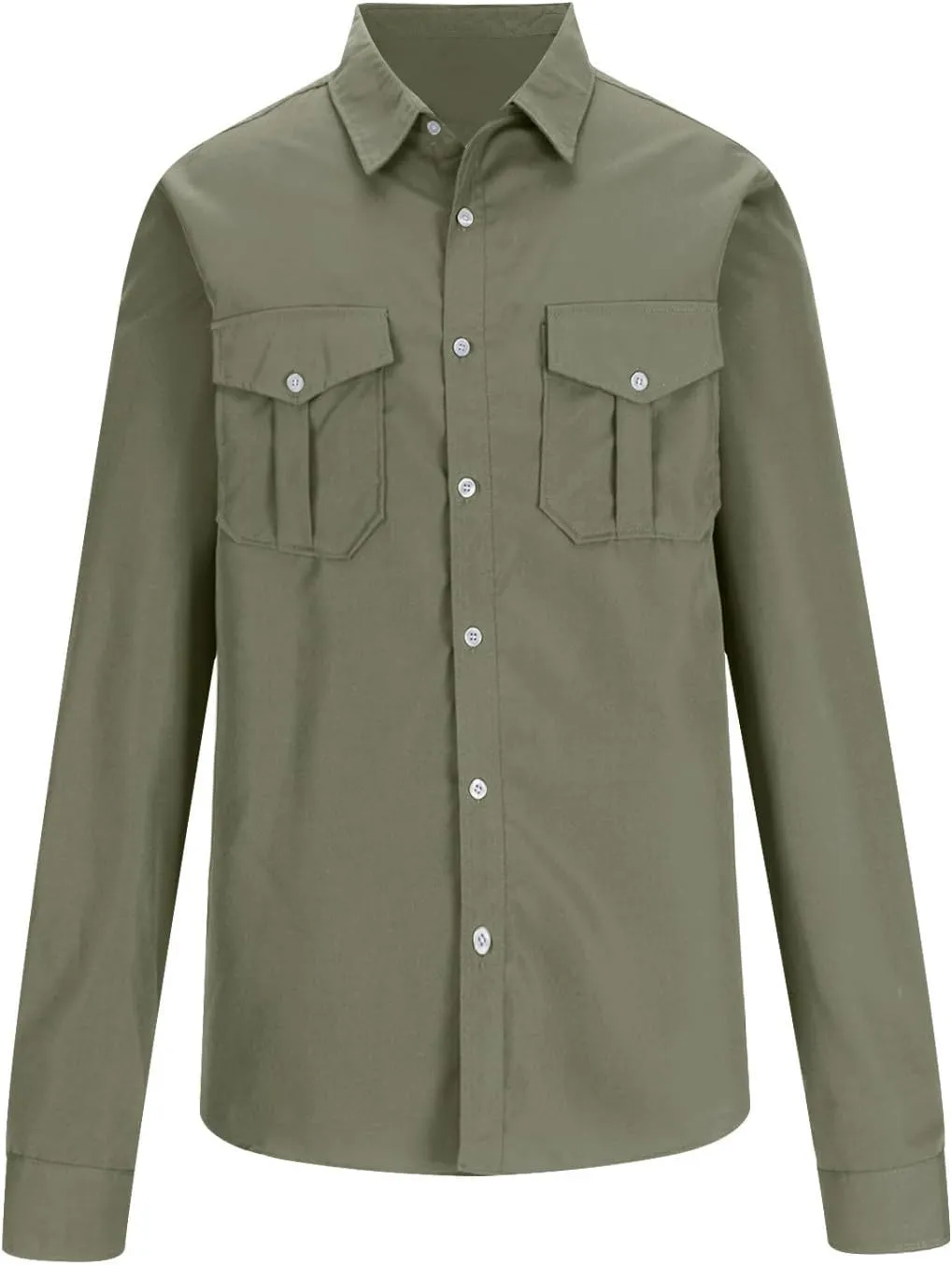 Men's Button Down Long Sleeve T Shirt Collared Fall Fashion Shirts Loose Casual Tops with Pockets