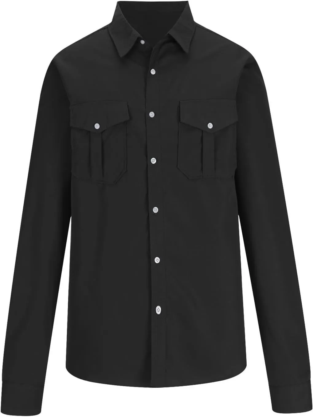 Men's Button Down Long Sleeve T Shirt Collared Fall Fashion Shirts Loose Casual Tops with Pockets