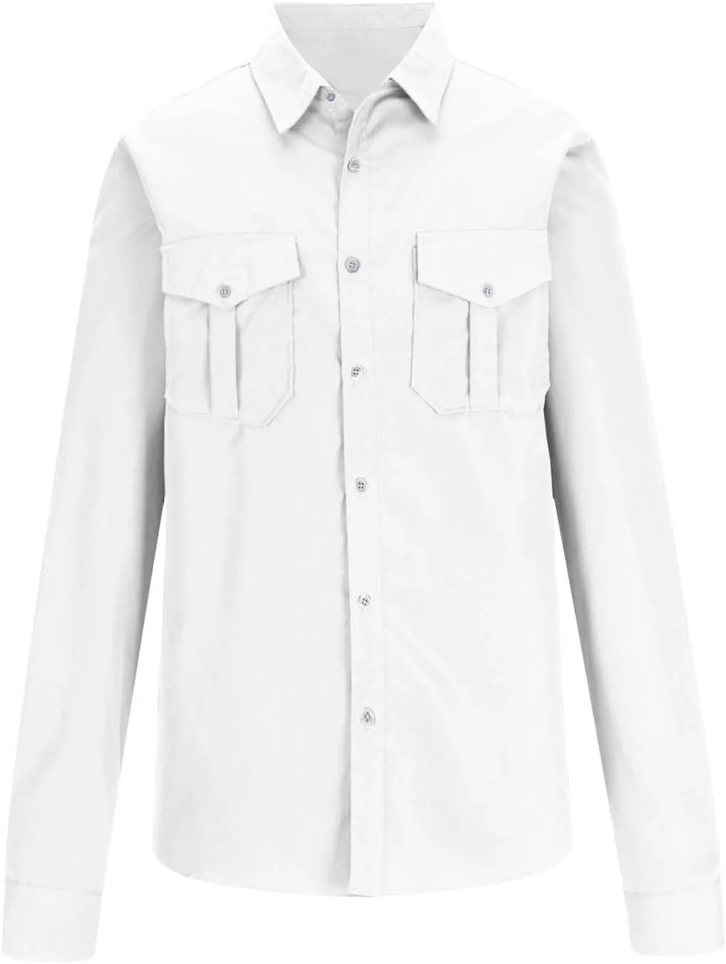 Men's Button Down Long Sleeve T Shirt Collared Fall Fashion Shirts Loose Casual Tops with Pockets