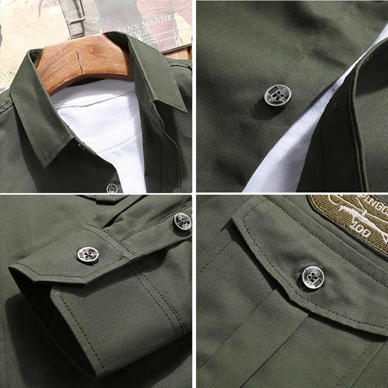 Men's Button Down Shirt 2024 Casual New Handsome Men's Slim Fitting Long Sleeved Pure Cotton Shirt Trend