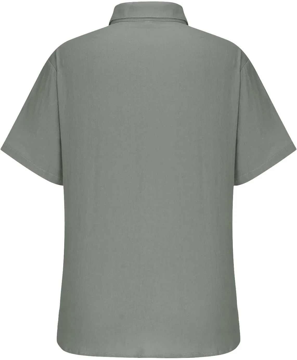 Men's Button Down Short Sleeve Shirt Casual Cotton Linen Blouse Summer Beach Wedding Shirts