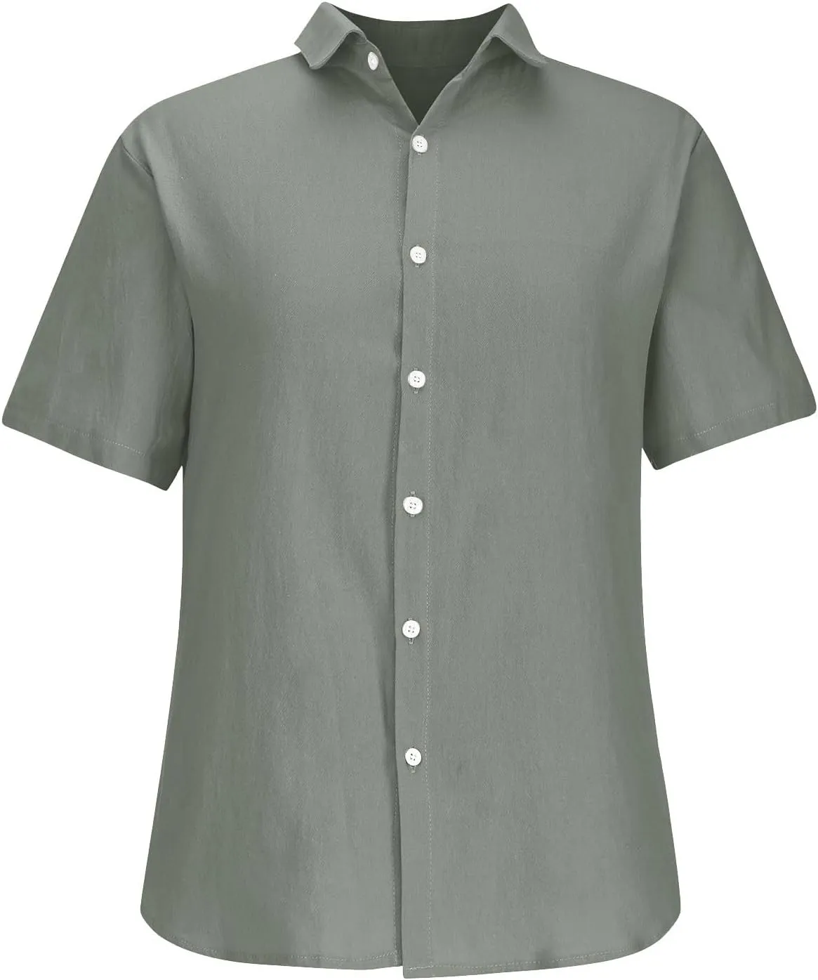 Men's Button Down Short Sleeve Shirt Casual Cotton Linen Blouse Summer Beach Wedding Shirts
