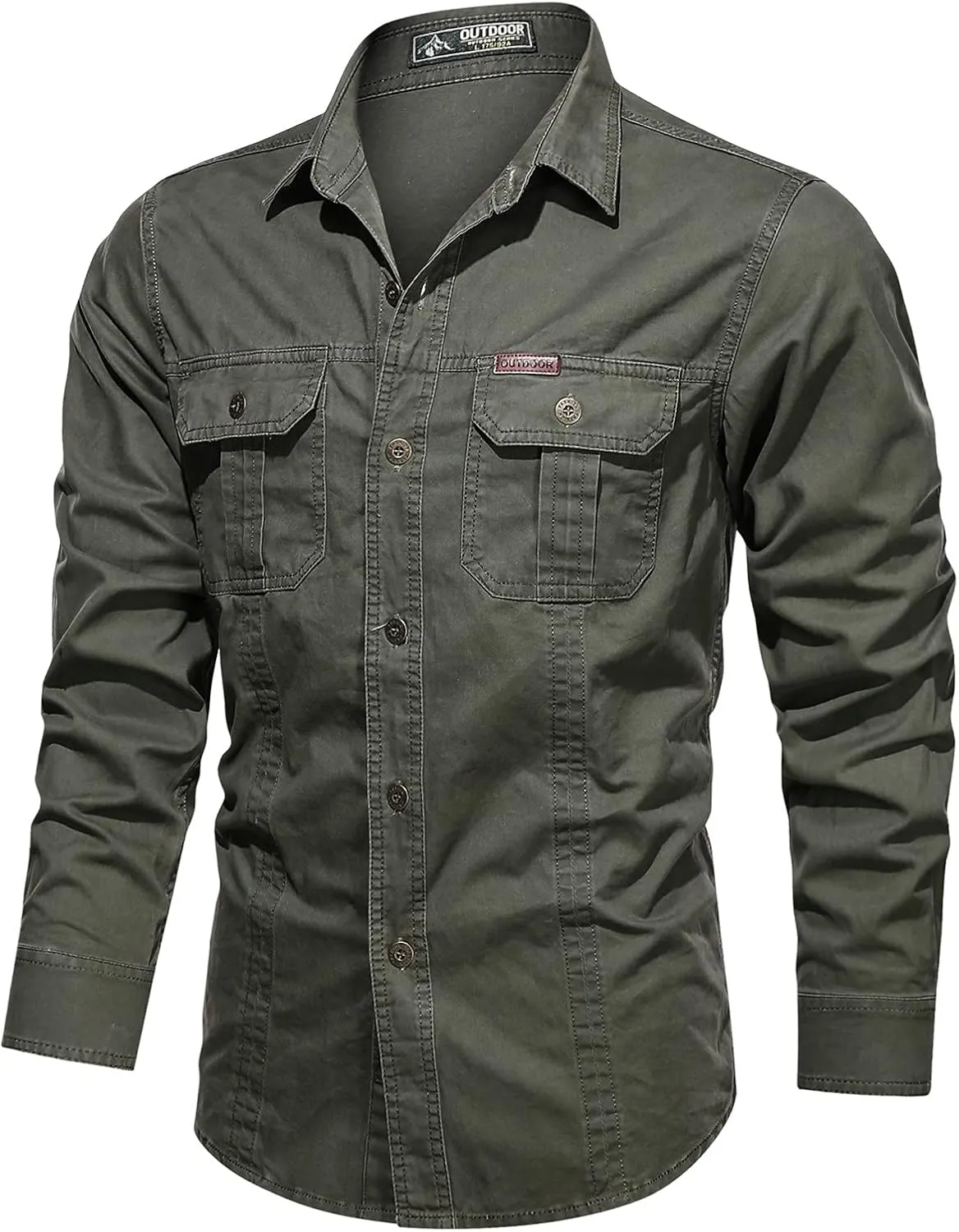 Mens Button Up Shirts Long Sleeve Cotton Summer Button-Down Casual T-Shirts Construction Big and Tall Dry Fit Shirt