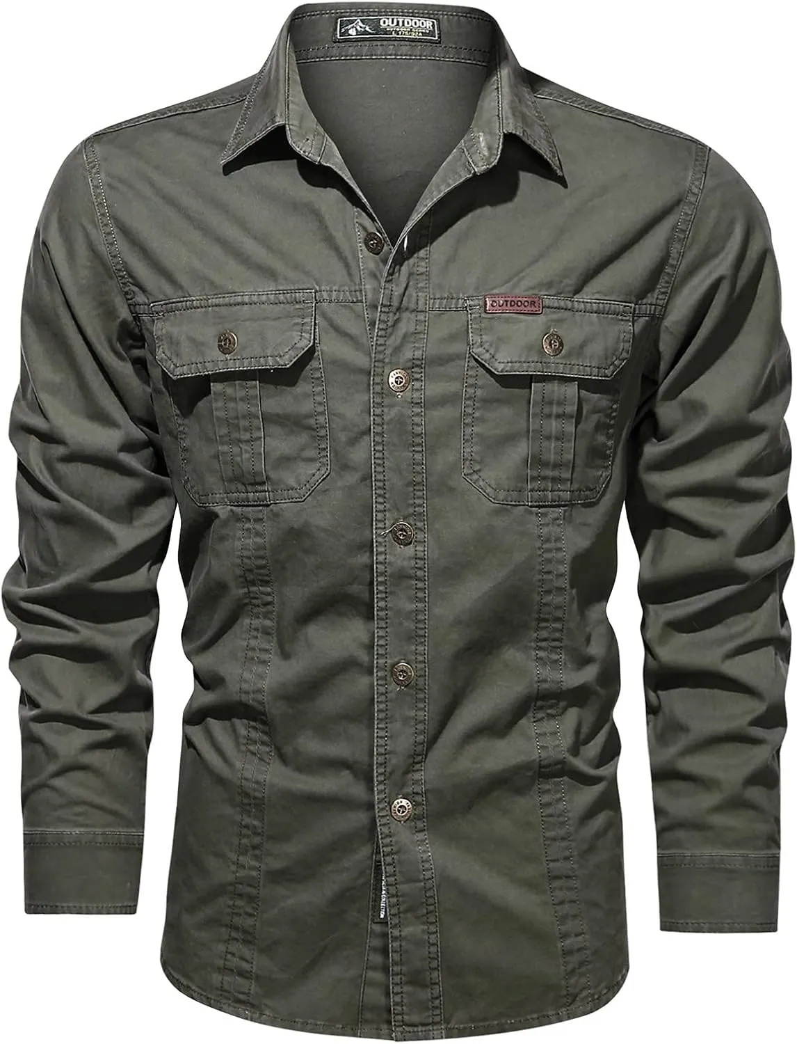 Mens Button Up Shirts Long Sleeve Cotton Summer Button-Down Casual T-Shirts Construction Big and Tall Dry Fit Shirt