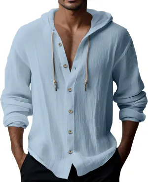 Men's Casual Button Cardigan Long Sleeve Stylish Hoodies Button Down Shirt Henley Shirt Breathable Sweatshirt