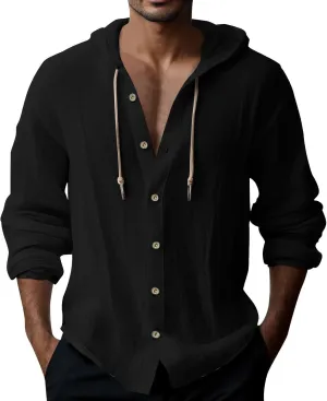 Men's Casual Button Cardigan Long Sleeve Stylish Hoodies Button Down Shirt Henley Shirt Breathable Sweatshirt