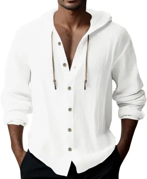 Men's Casual Button Cardigan Long Sleeve Stylish Hoodies Button Down Shirt Henley Shirt Breathable Sweatshirt