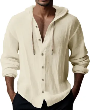 Men's Casual Button Cardigan Long Sleeve Stylish Hoodies Button Down Shirt Henley Shirt Breathable Sweatshirt