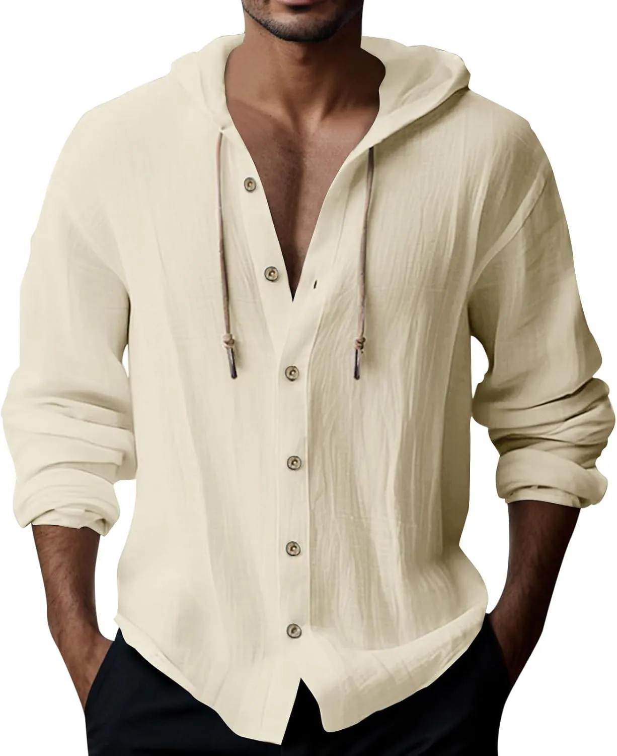 Men's Casual Button Cardigan Long Sleeve Stylish Hoodies Button Down Shirt Henley Shirt Breathable Sweatshirt