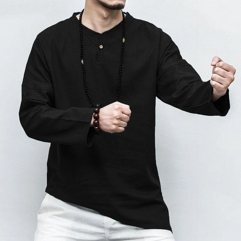Men's Casual Cotton Linen Shirt | Plus Size