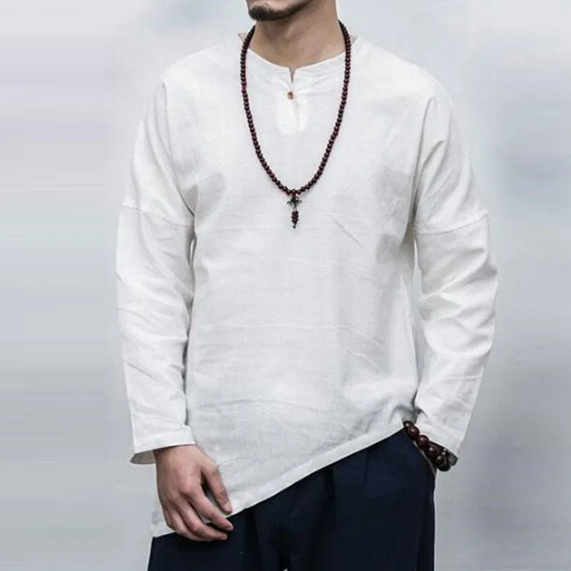 Men's Casual Cotton Linen Shirt | Plus Size