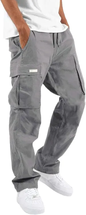 Mens Casual Joggers Pants Elastic Waist Drawstring Straight Leg Sweatpants Lightweight Casual Trousers with Pockets