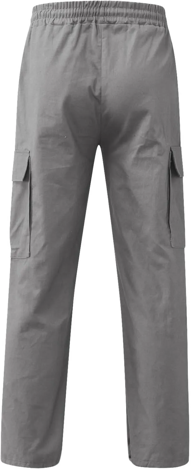Mens Casual Joggers Pants Elastic Waist Drawstring Straight Leg Sweatpants Lightweight Casual Trousers with Pockets