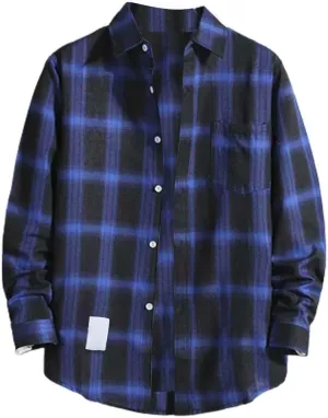 Men's Casual Plaid Flannel Long Sleeve Button Down Shirt Big and Tall Flannel Casual Shirts Lightweight Camp Shirts