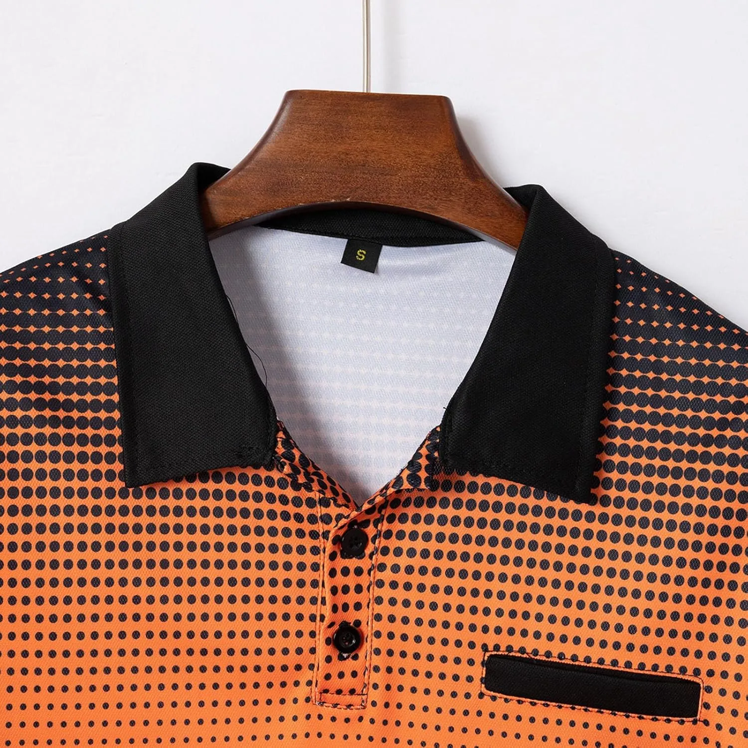 Mens Casual Polo T Shirt Zipper Button Pullover Tops Patchwork Short Sleeve Blouse Classic Golf Shirt
