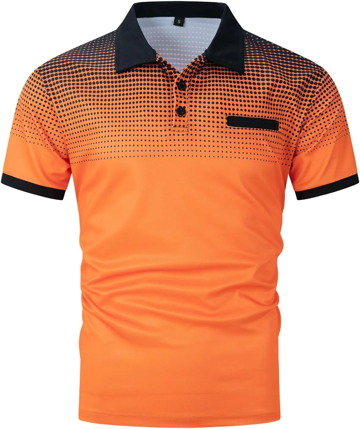 Mens Casual Polo T Shirt Zipper Button Pullover Tops Patchwork Short Sleeve Blouse Classic Golf Shirt