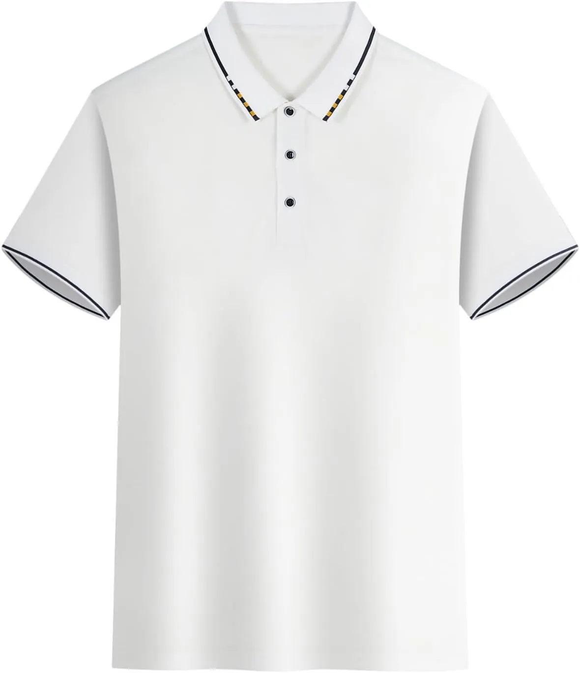 Mens Casual Polo T Shirt Zipper Button Pullover Tops Patchwork Short Sleeve Blouse Classic Golf Shirt