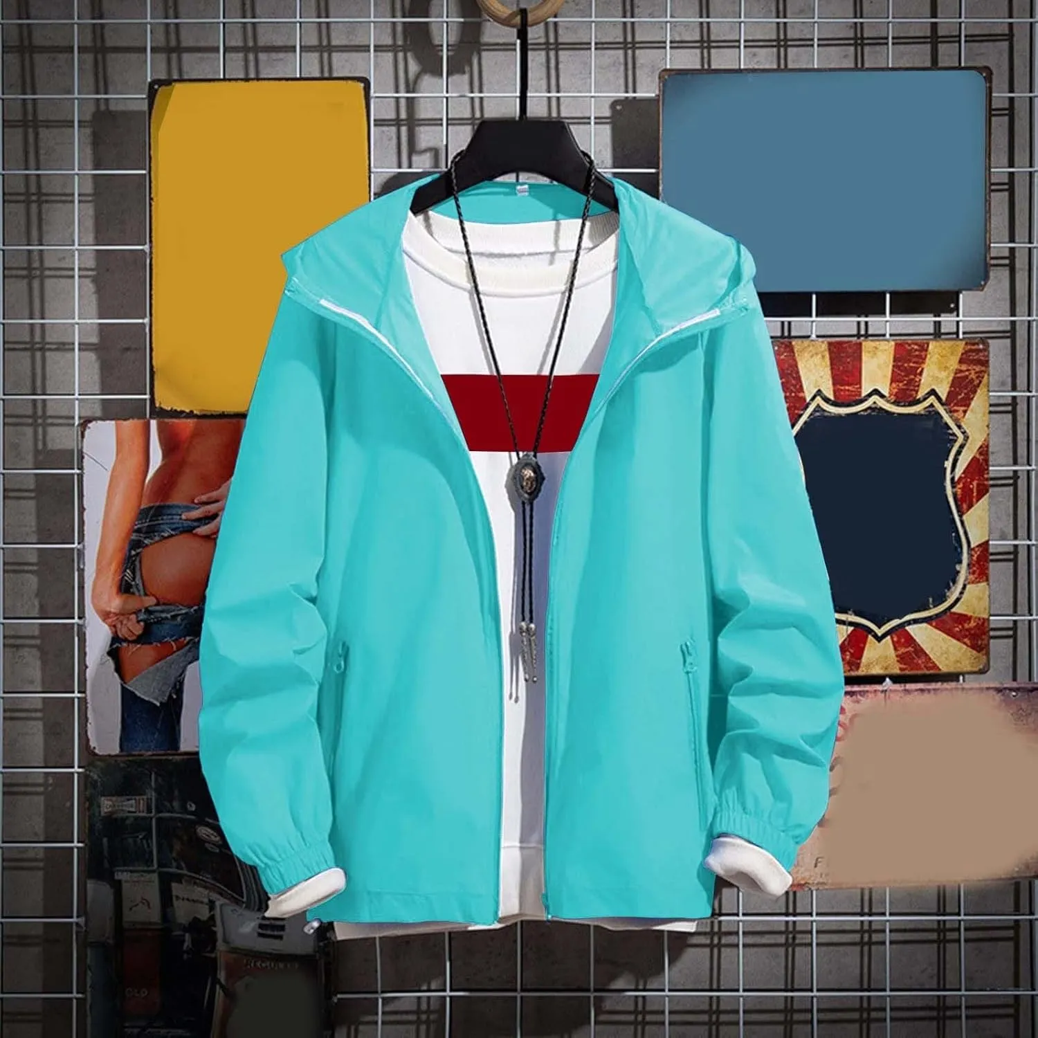Men's Casual Varsity Jacket Vintage Lightweight Flannel Lined Fleece Bomber Jackets Winter Warm Plaid Outerwear