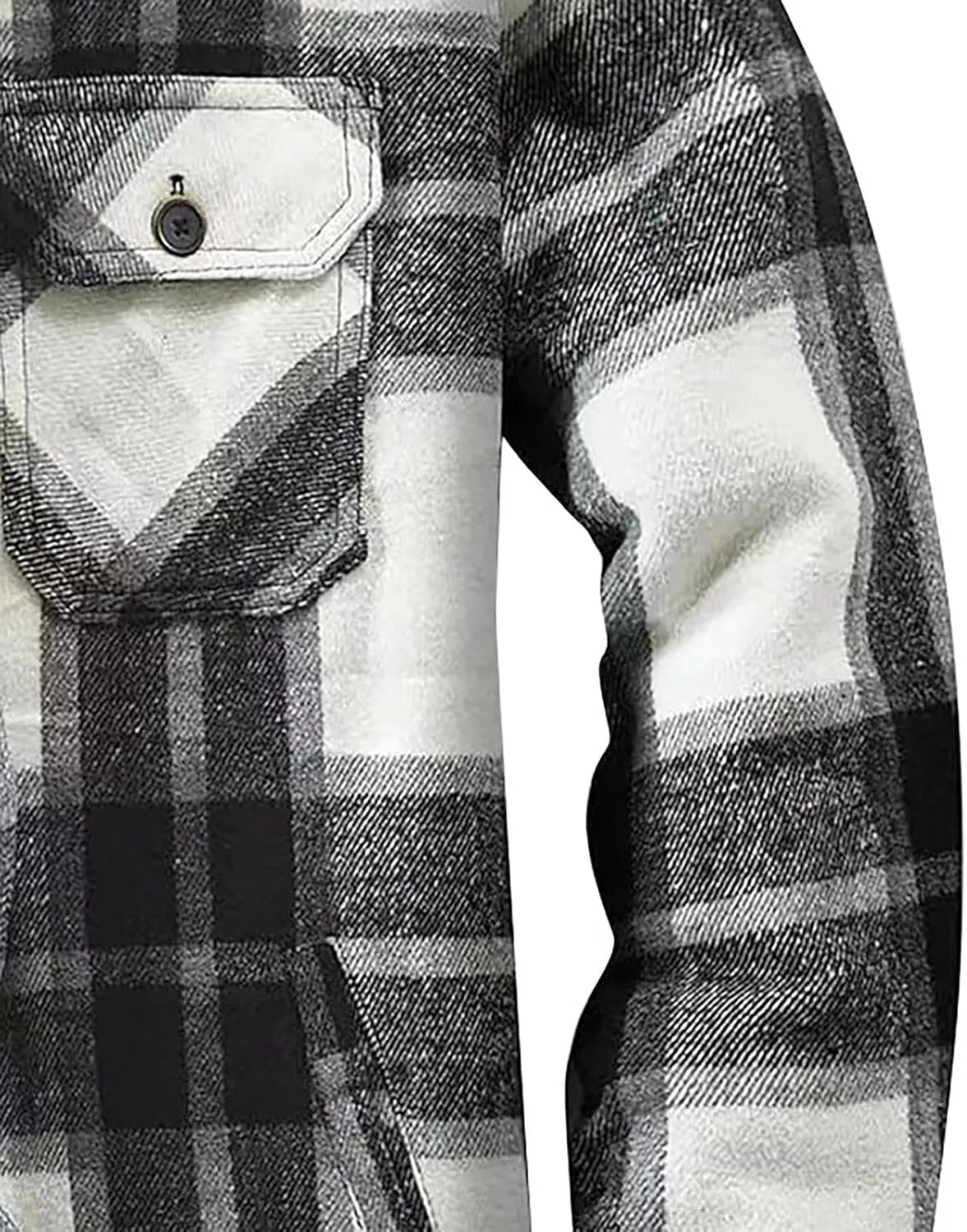 Men's Cotton Flannel Shirt Jacket Sherpa Fleece Lined Long Sleeve Plaid Shirt for Men Winter Thermal Berber Jackets