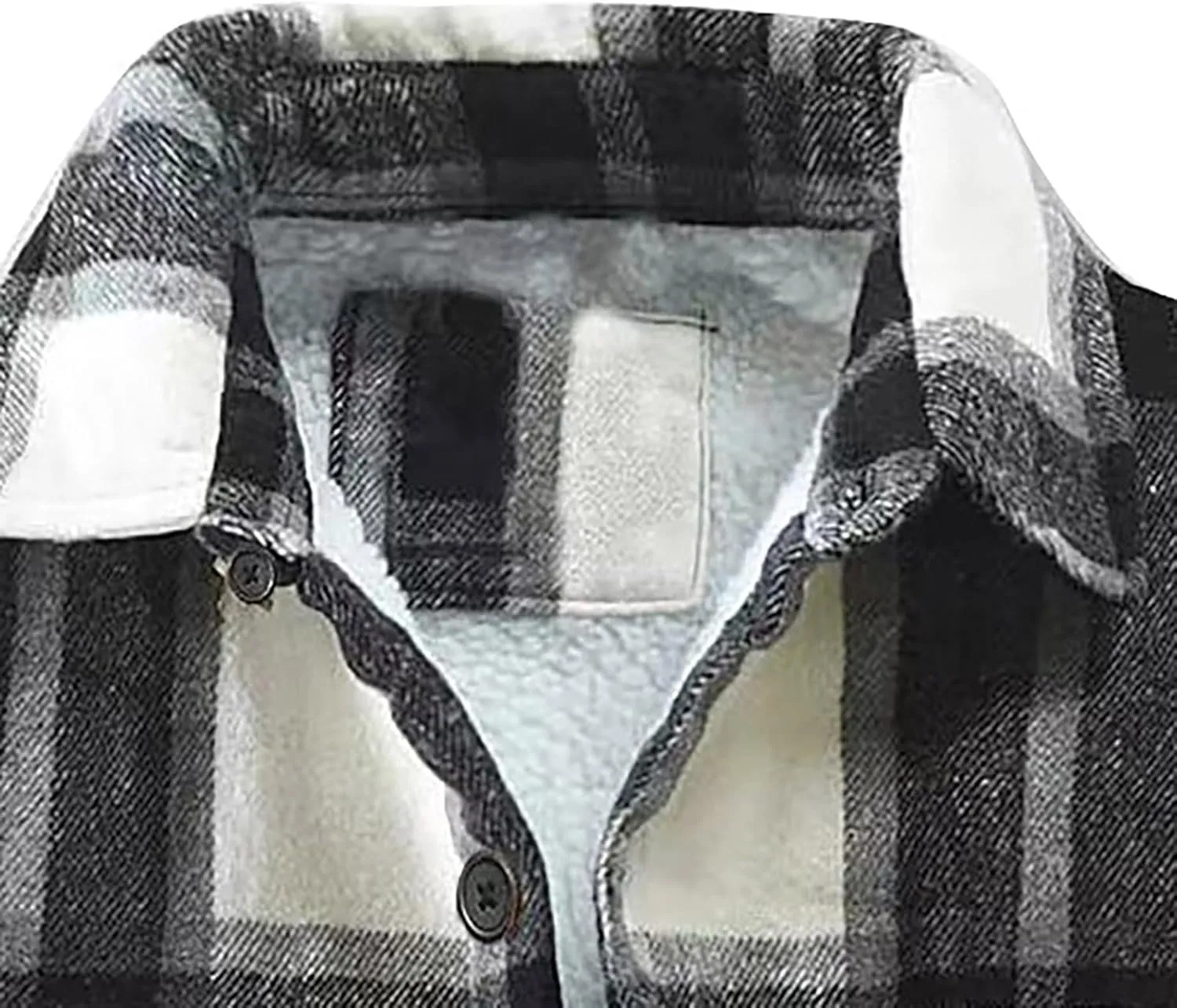 Men's Cotton Flannel Shirt Jacket Sherpa Fleece Lined Long Sleeve Plaid Shirt for Men Winter Thermal Berber Jackets