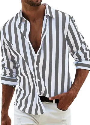 Mens Cotton Linen Henley Shirts Roll-up Long Sleeve Hip Hop Casual Quarter Button Summer Yoga Beach Vacation Tops