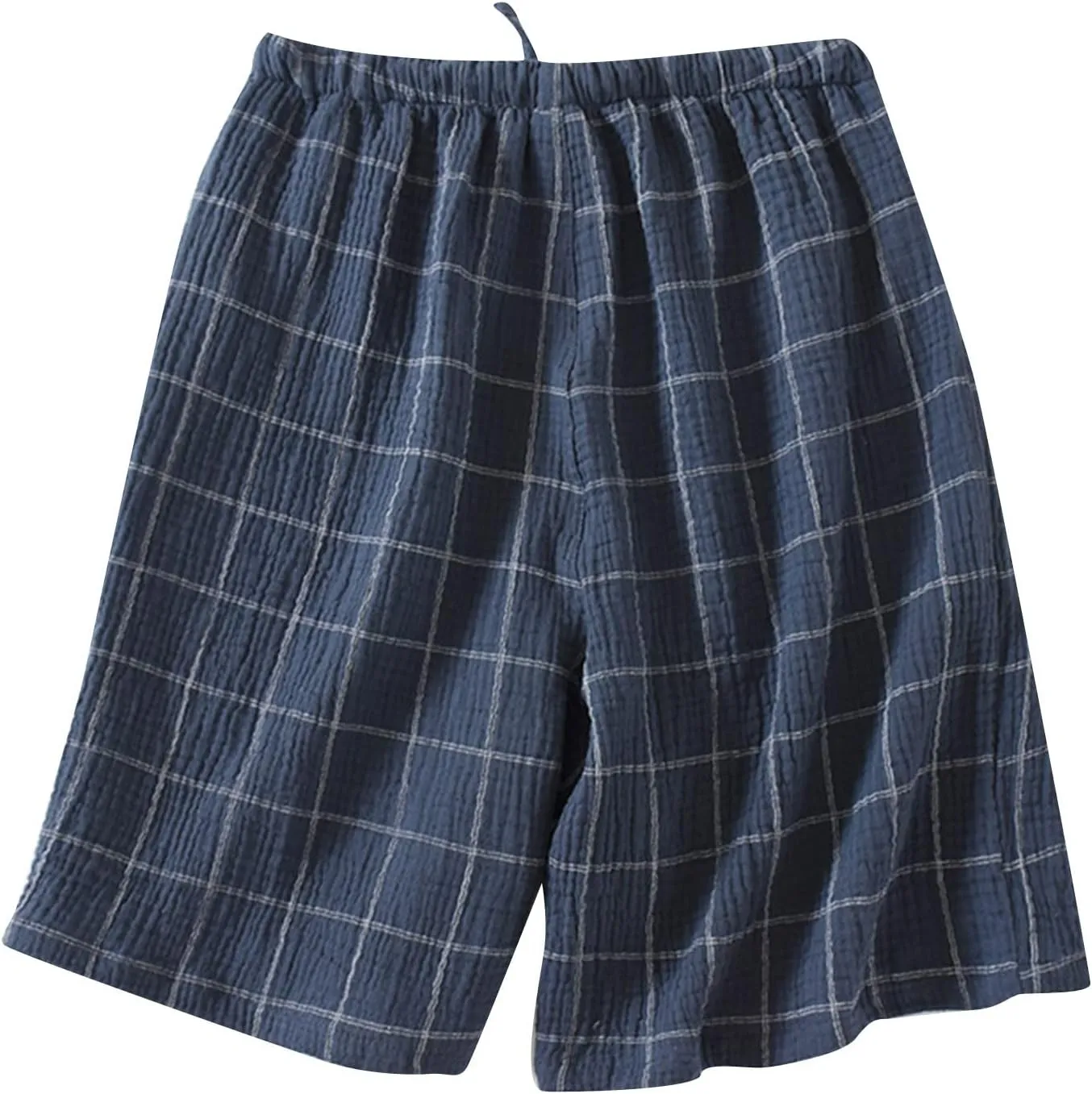 Men's Cotton Plaid Casual Shorts Sleepwear Shorts Pajama Bottom Lounge Short with Pockets Elastic Waist Sleep Shorts