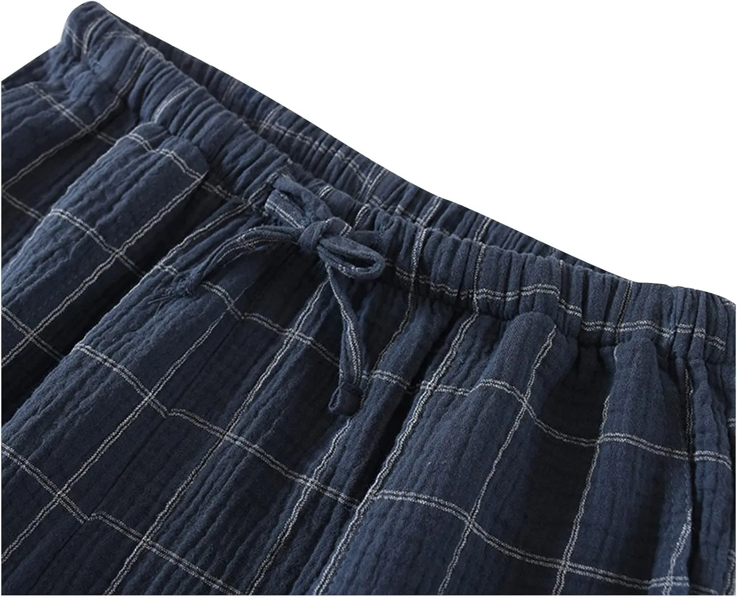 Men's Cotton Plaid Casual Shorts Sleepwear Shorts Pajama Bottom Lounge Short with Pockets Elastic Waist Sleep Shorts