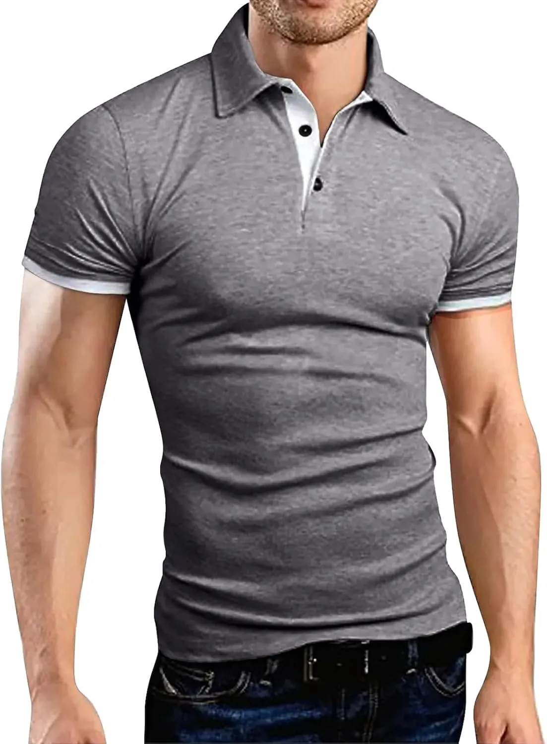 Men's Cotton Sleeve Summer Casual Tops Men's T Shirts Athletic Golf Polo Mens Short Sleeve Shirts Mens Henley