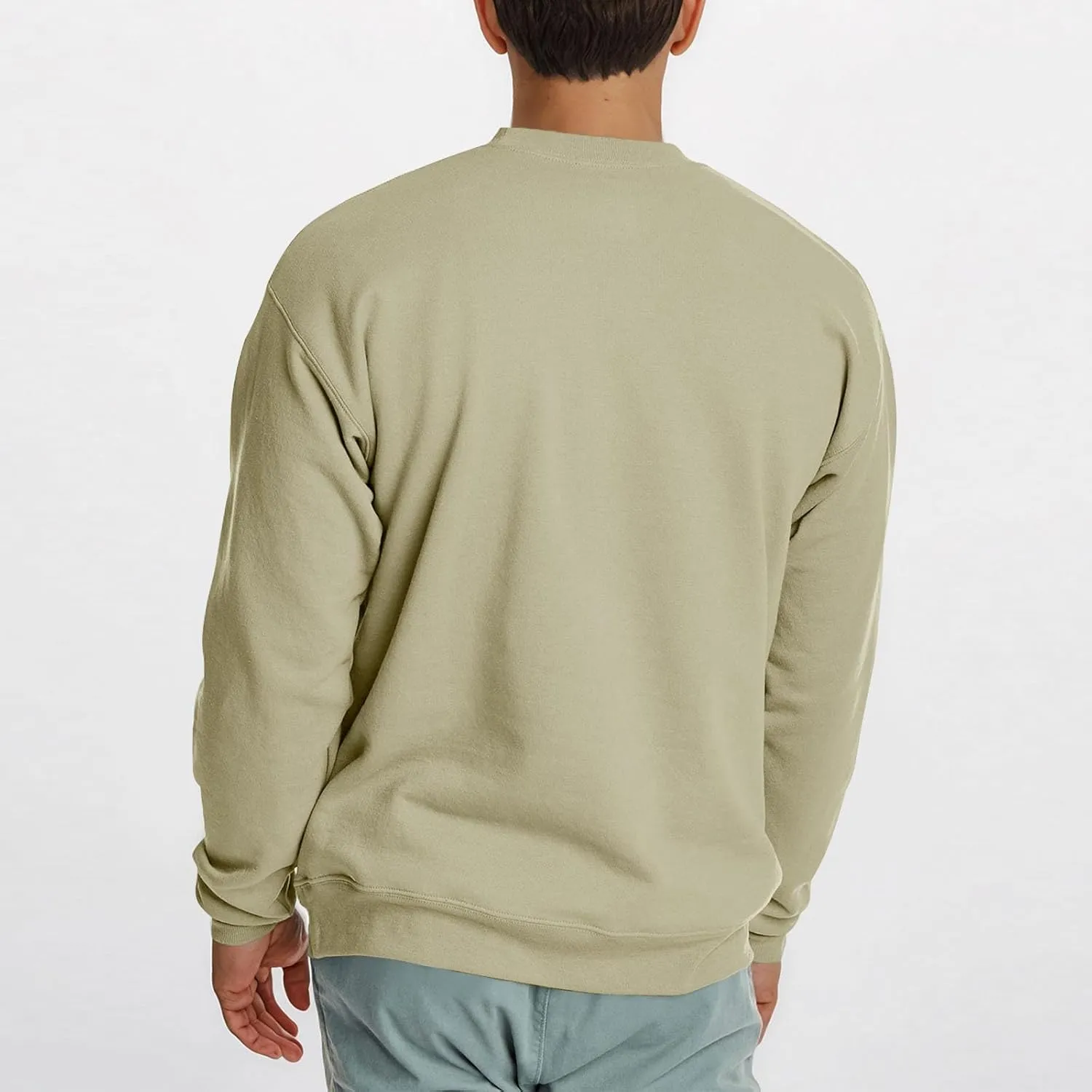 Mens Crewneck French Terry Sweatshirts Lightweight Casual Long Sleeve Pullover Basic Solid Workout Shirts Sweaters