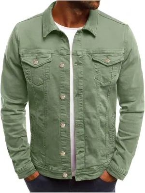 Mens Denim Jackets Regular Fit Button down Long Sleeve Jean Trucker Jacket Vintage Casual Lightweight Fall Streetwear