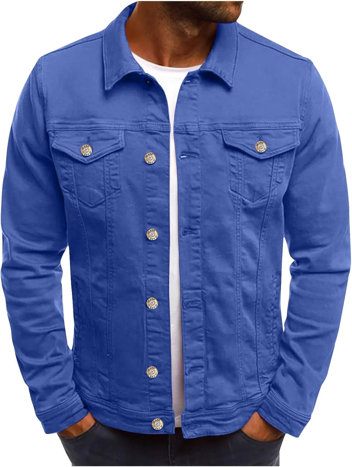 Mens Denim Jackets Regular Fit Button down Long Sleeve Jean Trucker Jacket Vintage Casual Lightweight Fall Streetwear