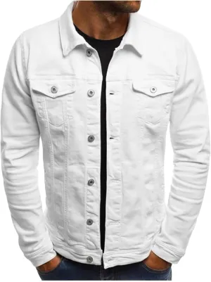 Mens Denim Jackets Regular Fit Button down Long Sleeve Jean Trucker Jacket Vintage Casual Lightweight Fall Streetwear