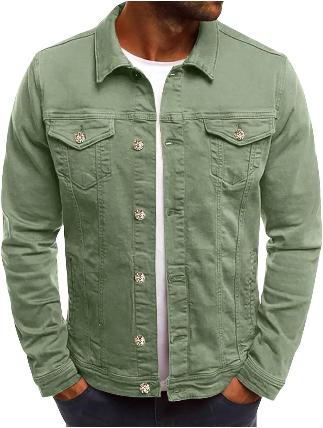 Mens Denim Jackets Regular Fit Button down Long Sleeve Jean Trucker Jacket Vintage Casual Lightweight Fall Streetwear