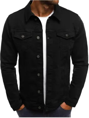 Mens Denim Jackets Regular Fit Button down Long Sleeve Jean Trucker Jacket Vintage Casual Lightweight Fall Streetwear