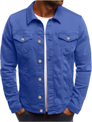 Mens Denim Jackets Regular Fit Button down Long Sleeve Jean Trucker Jacket Vintage Casual Lightweight Fall Streetwear