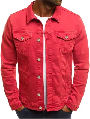 Mens Denim Jackets Regular Fit Button down Long Sleeve Jean Trucker Jacket Vintage Casual Lightweight Fall Streetwear