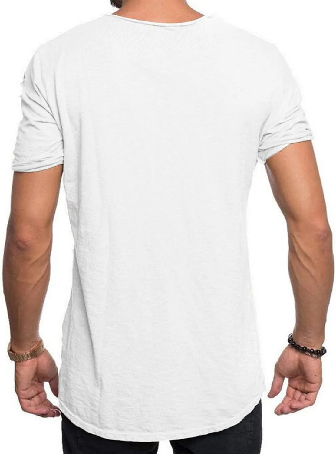 Men's Distressed T-Shirt Short Sleeve Ripped Crew Neck Fashion Hip Hop Streetwear Grunge Vintage Casual Tee