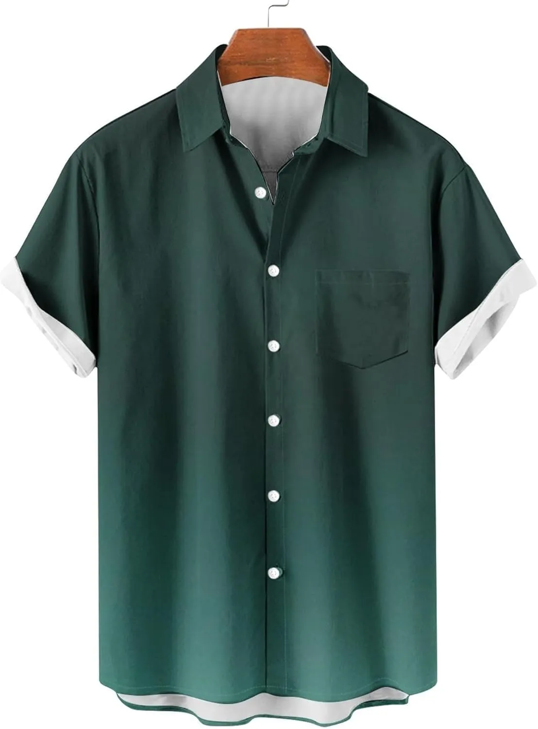 Men's Fashion Gradient Short Sleeve Shirts t Linen Casual Button Down T-Shirts Loose Fit Beach Summer Tee Tops