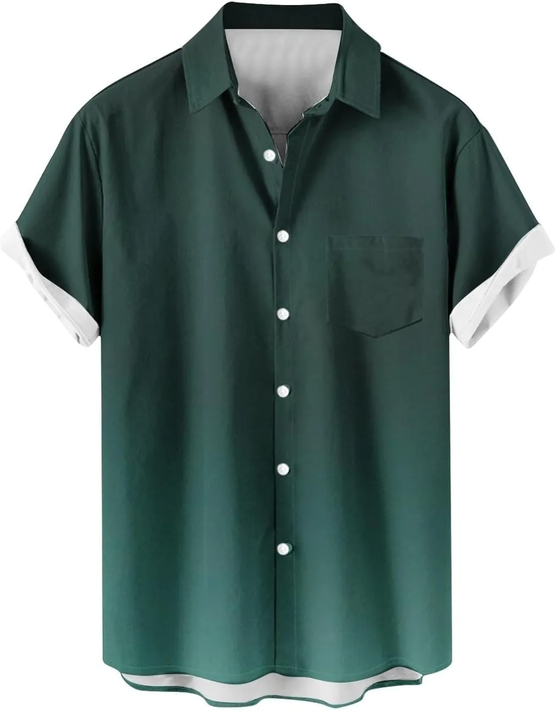 Men's Fashion Gradient Short Sleeve Shirts t Linen Casual Button Down T-Shirts Loose Fit Beach Summer Tee Tops