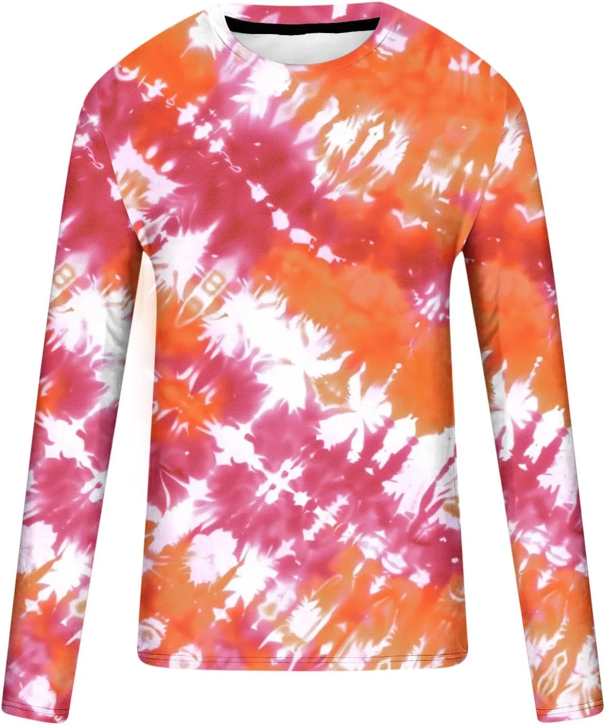 Men's Fashion Tie-Dye Printed Tops Round Neck Casual T-Shirt Long Sleeve Tops Stylish Pullover Tees Shirt