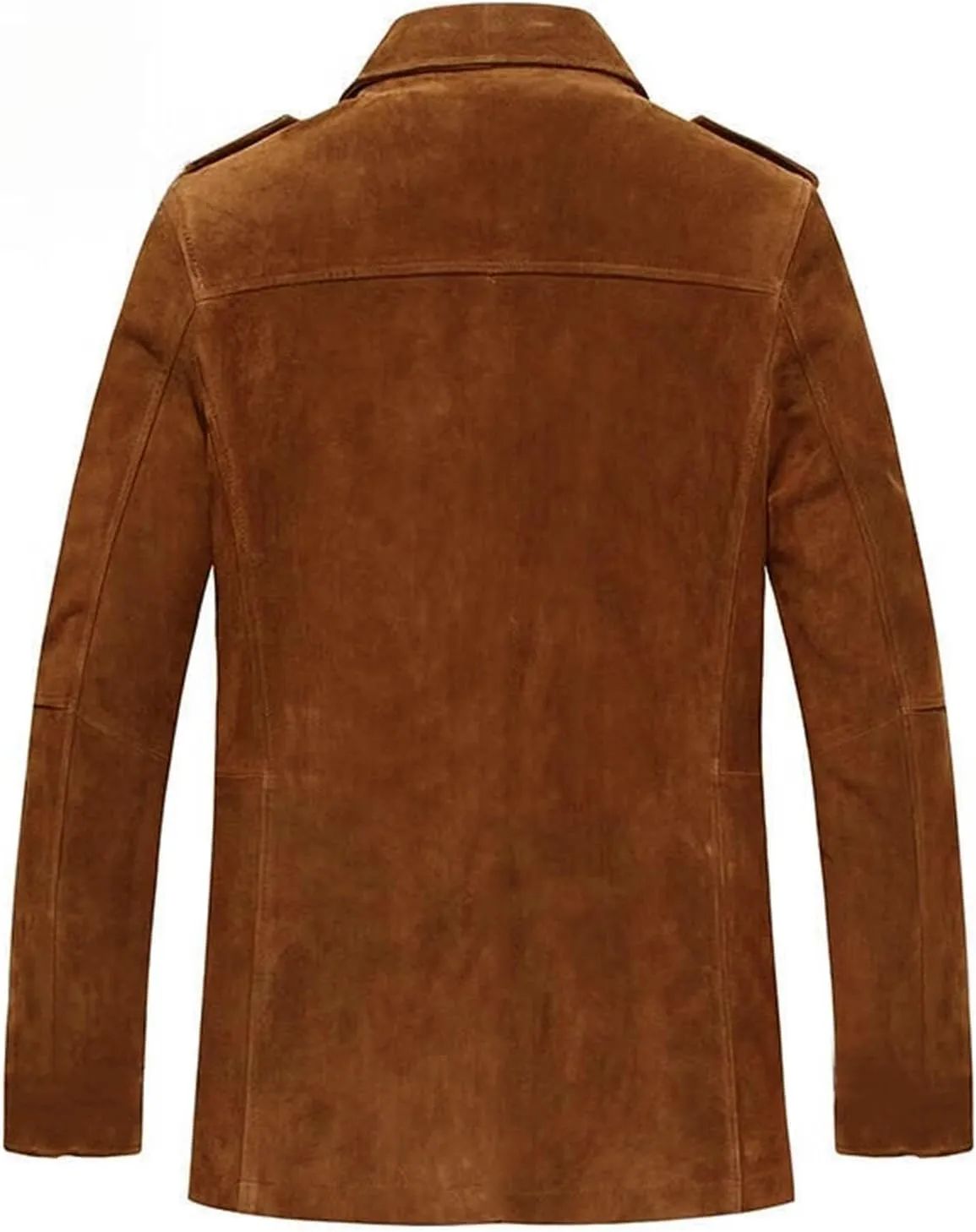 Mens Faux Suede Trench Coats Heavyweight Sherpa Lined Single Breasted Warm Pea Coats Sheepskin Winter Bomber Jackets