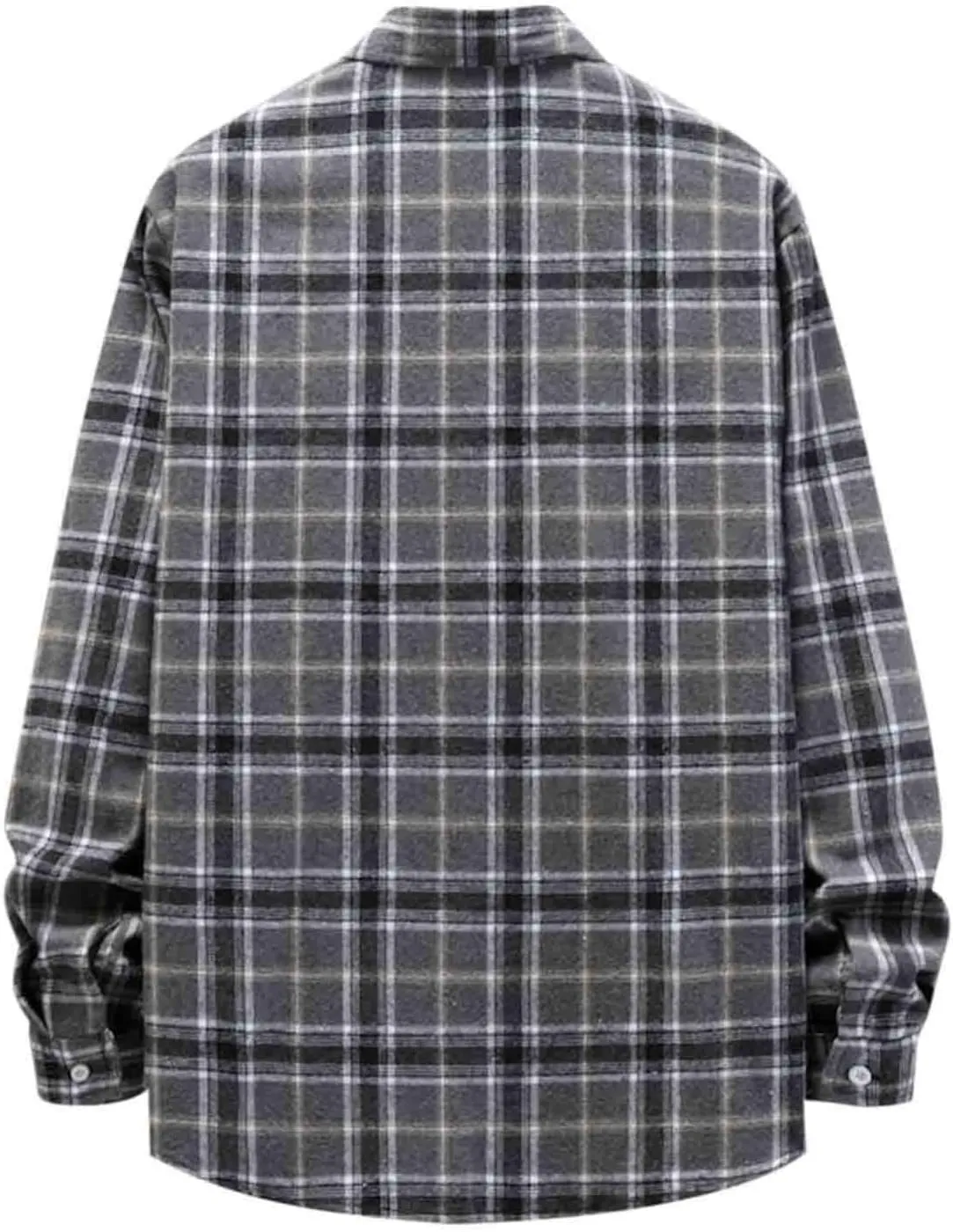 Mens Flannel Shirt Shackets Casual Button Down Long Sleeve Plaid Shirt Jacket Lightweight Fleece Jacket with Pockets