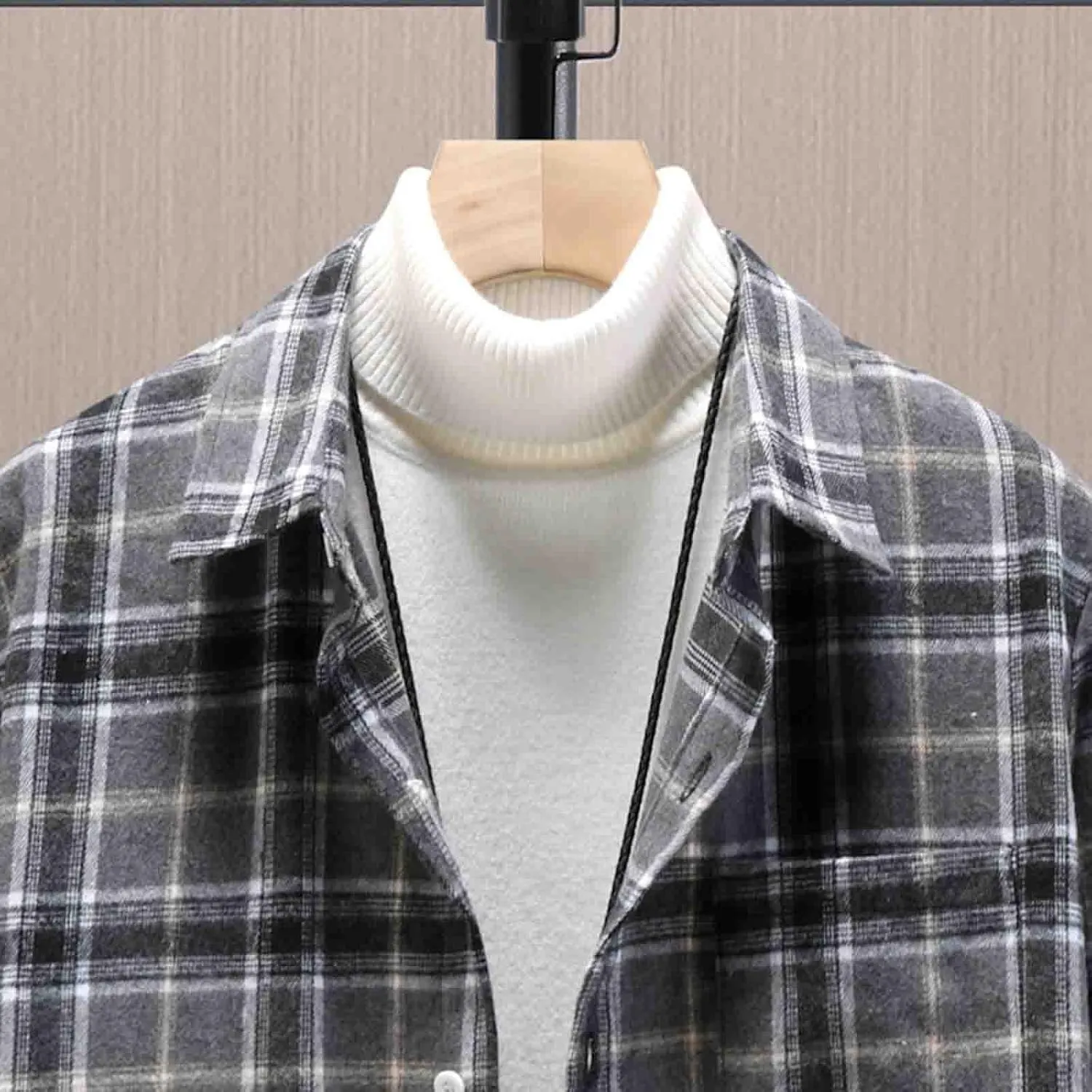Mens Flannel Shirt Shackets Casual Button Down Long Sleeve Plaid Shirt Jacket Lightweight Fleece Jacket with Pockets