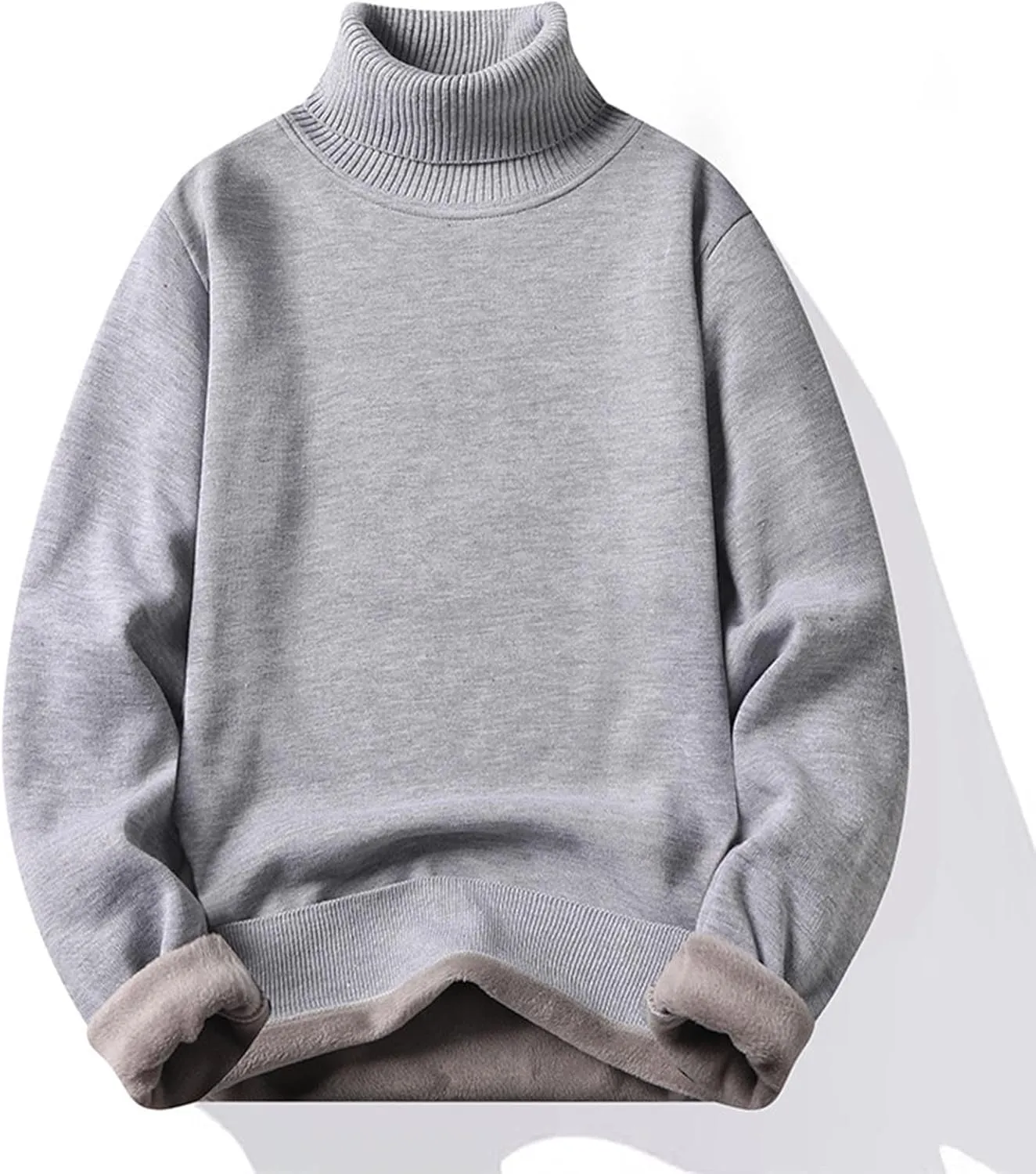 Men's Fleece Lined Thermal Turtleneck Sweater Oversized Long Sleeve Casual Pullover Jumper Tops Knitted Sweaters 2025