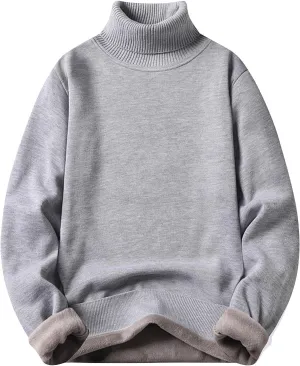 Men's Fleece Lined Thermal Turtleneck Sweater Oversized Long Sleeve Casual Pullover Jumper Tops Knitted Sweaters 2025