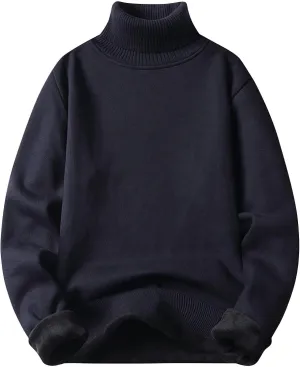 Men's Fleece Lined Thermal Turtleneck Sweater Oversized Long Sleeve Casual Pullover Jumper Tops Knitted Sweaters 2025