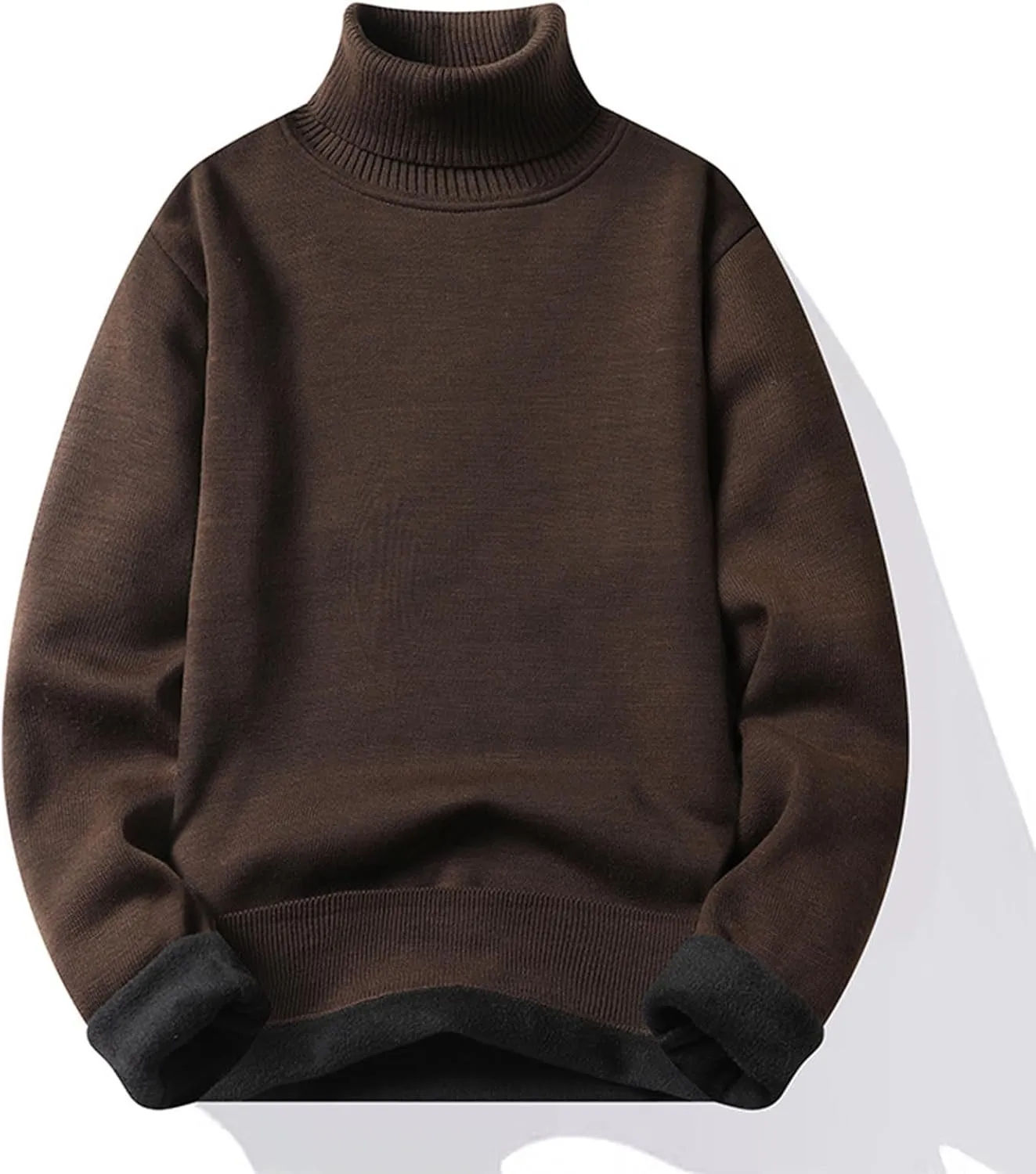 Men's Fleece Lined Thermal Turtleneck Sweater Oversized Long Sleeve Casual Pullover Jumper Tops Knitted Sweaters 2025