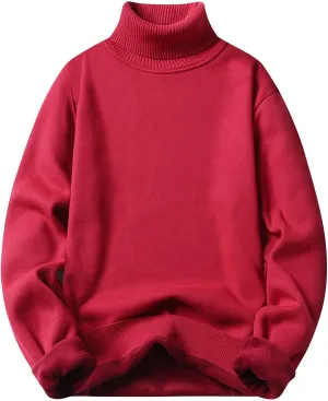 Men's Fleece Lined Thermal Turtleneck Sweater Oversized Long Sleeve Casual Pullover Jumper Tops Knitted Sweaters 2025