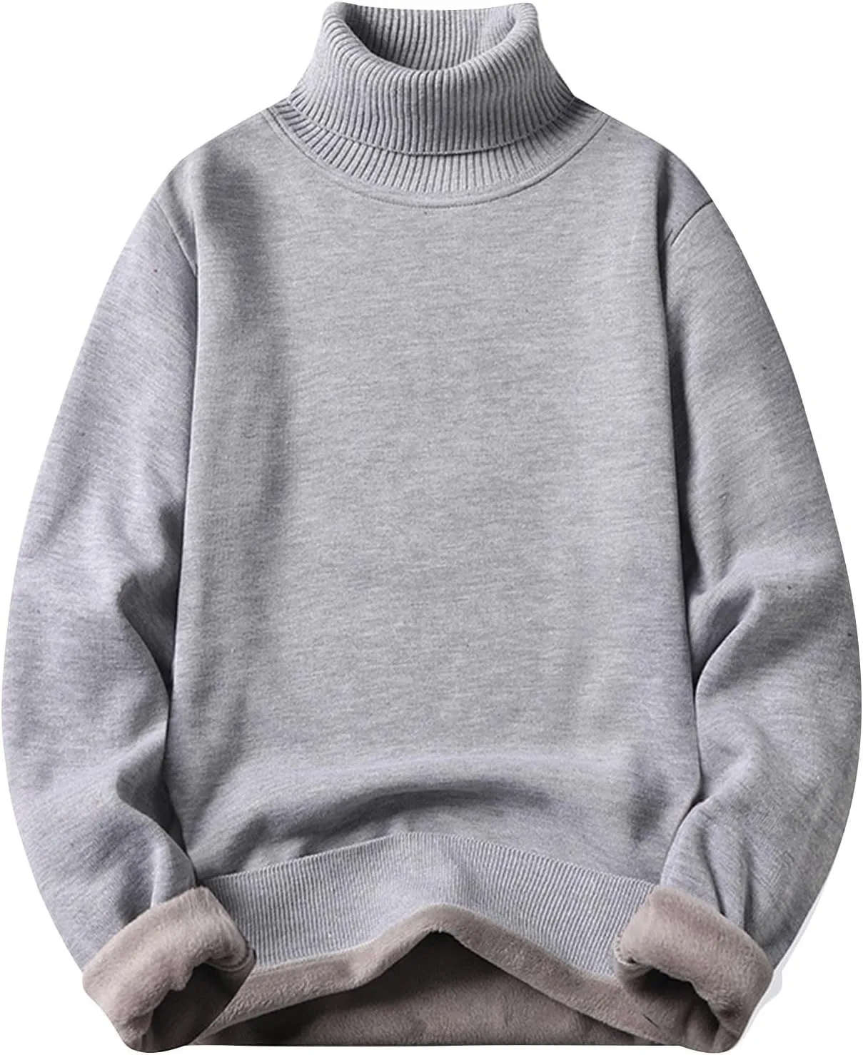 Men's Fleece Lined Thermal Turtleneck Sweater Oversized Long Sleeve Casual Pullover Jumper Tops Knitted Sweaters 2025