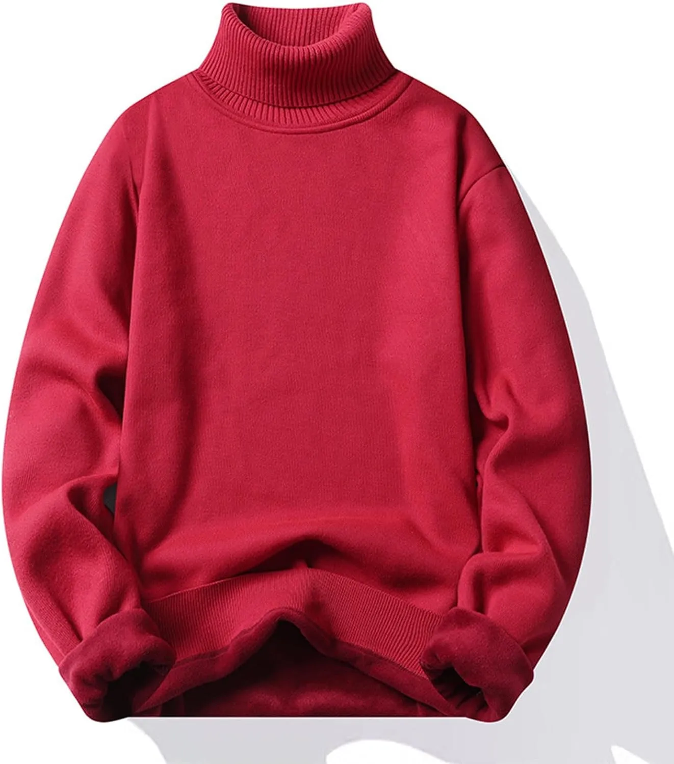 Men's Fleece Lined Thermal Turtleneck Sweater Oversized Long Sleeve Casual Pullover Jumper Tops Knitted Sweaters 2025